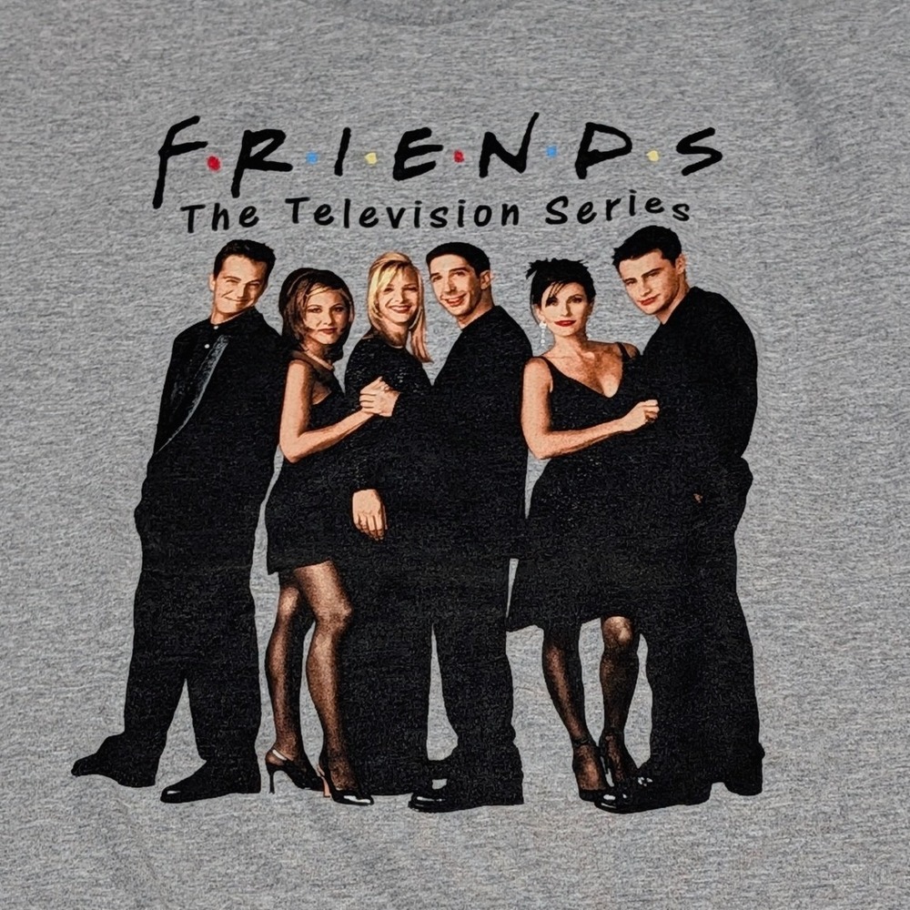 Friends The Television Series Cast Graphic T-Shirt Gray Men's Large 90s Sitcom